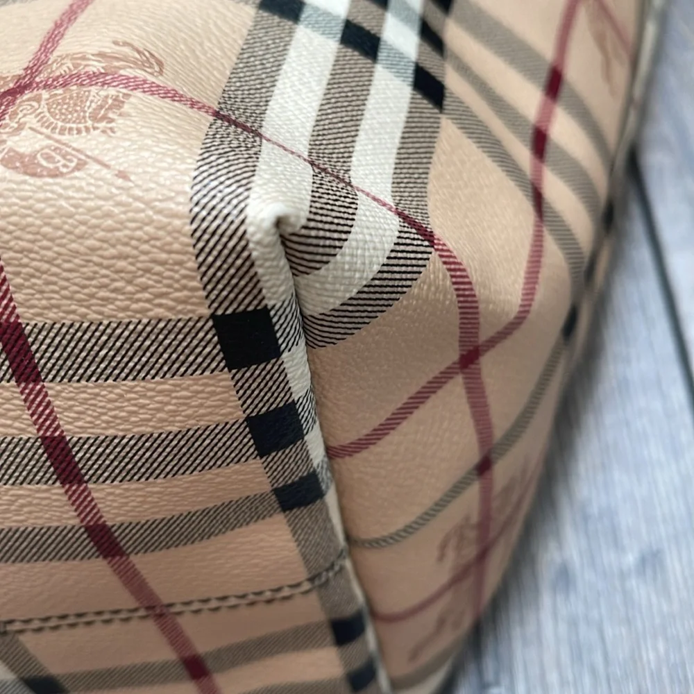 Authentic Burberry Plaid Haymarket Salisbury Tote Shoulder Bag Double Handle - Picture 9 of 17